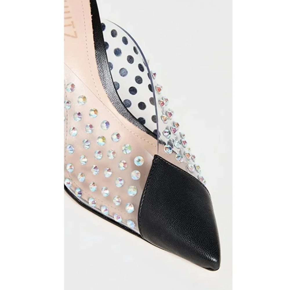 Schutz Greece Black Clear Vamp Rhinestones Stiletto Heel Mule Pumps 9.5 - Picture 5 of 12